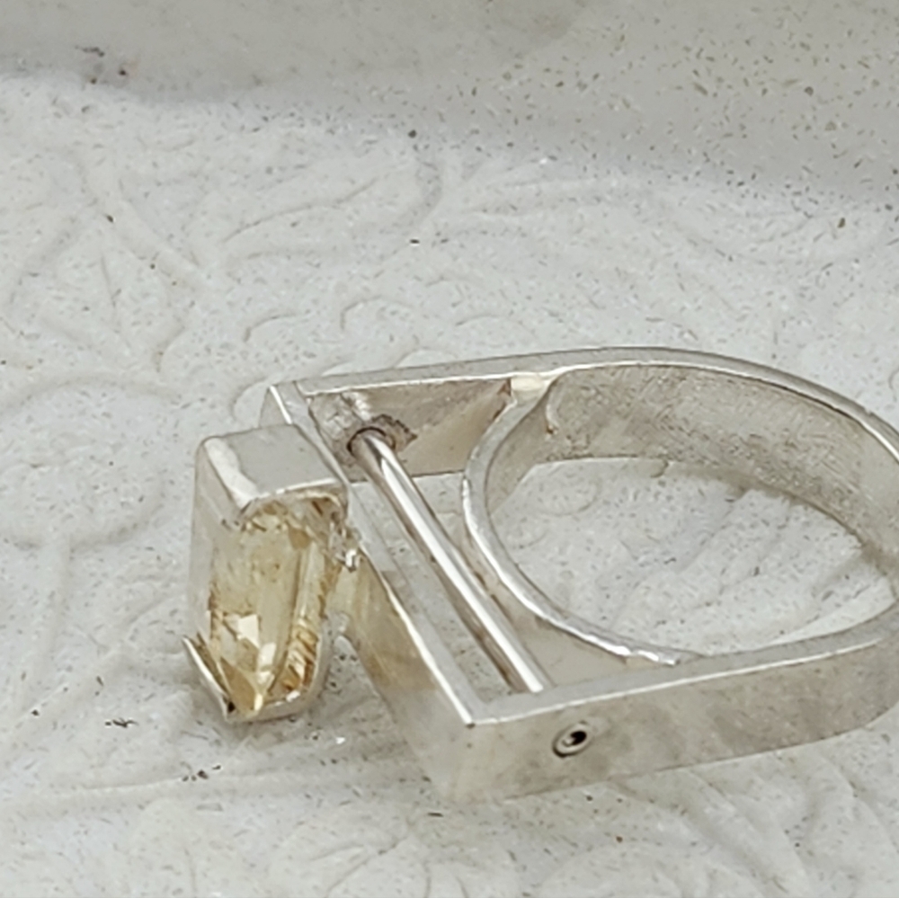 AVANT GARDE CITRINE EMERALS CUT RING HANDMADE IN STERLING SILVER SZ 7 - Picture 13 of 13